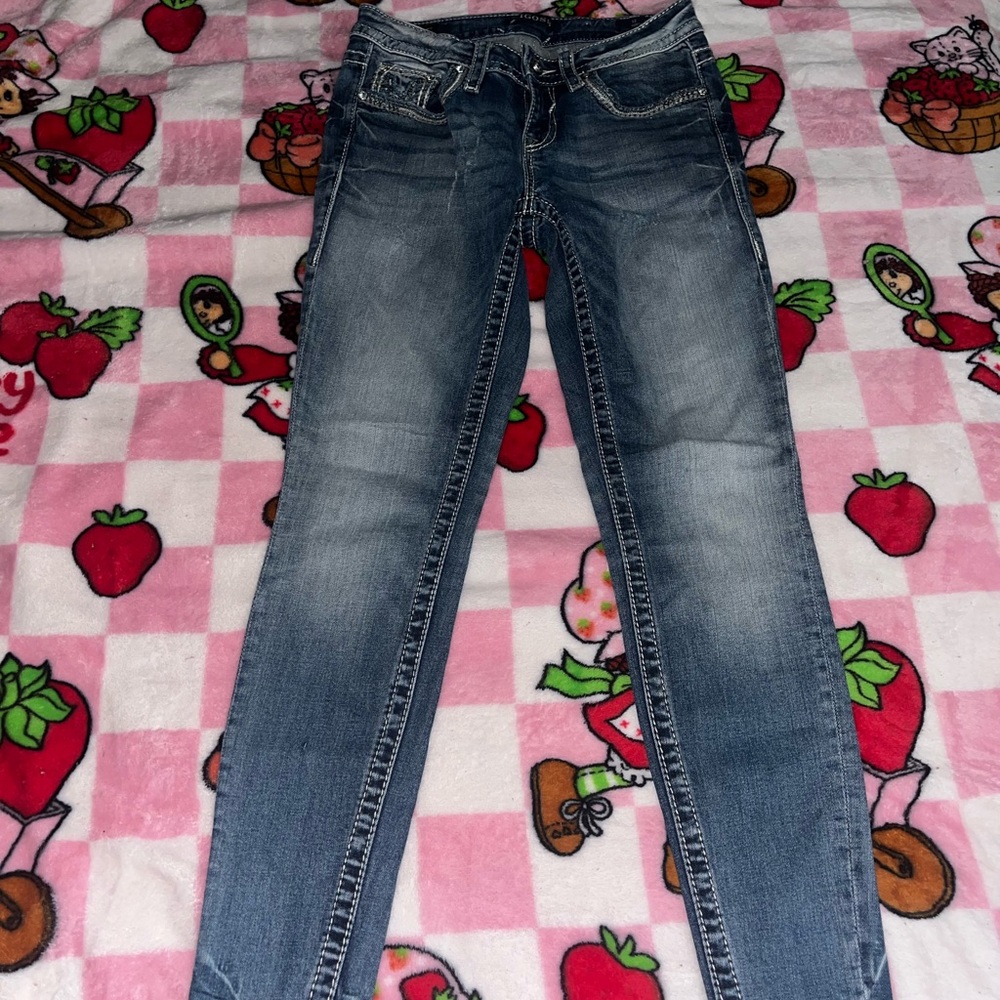 Vigoss Blue Skinny Jeans with Faded Wash